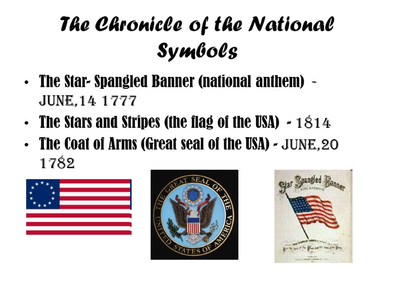 The Chronicle of the National Symbols The Star- Spangled Banner (national anthem)  -June,14